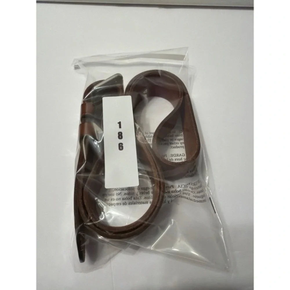 Polo Ralph Lauren Mens Cognac Brown Leather Belt Silver Buckle Size 44